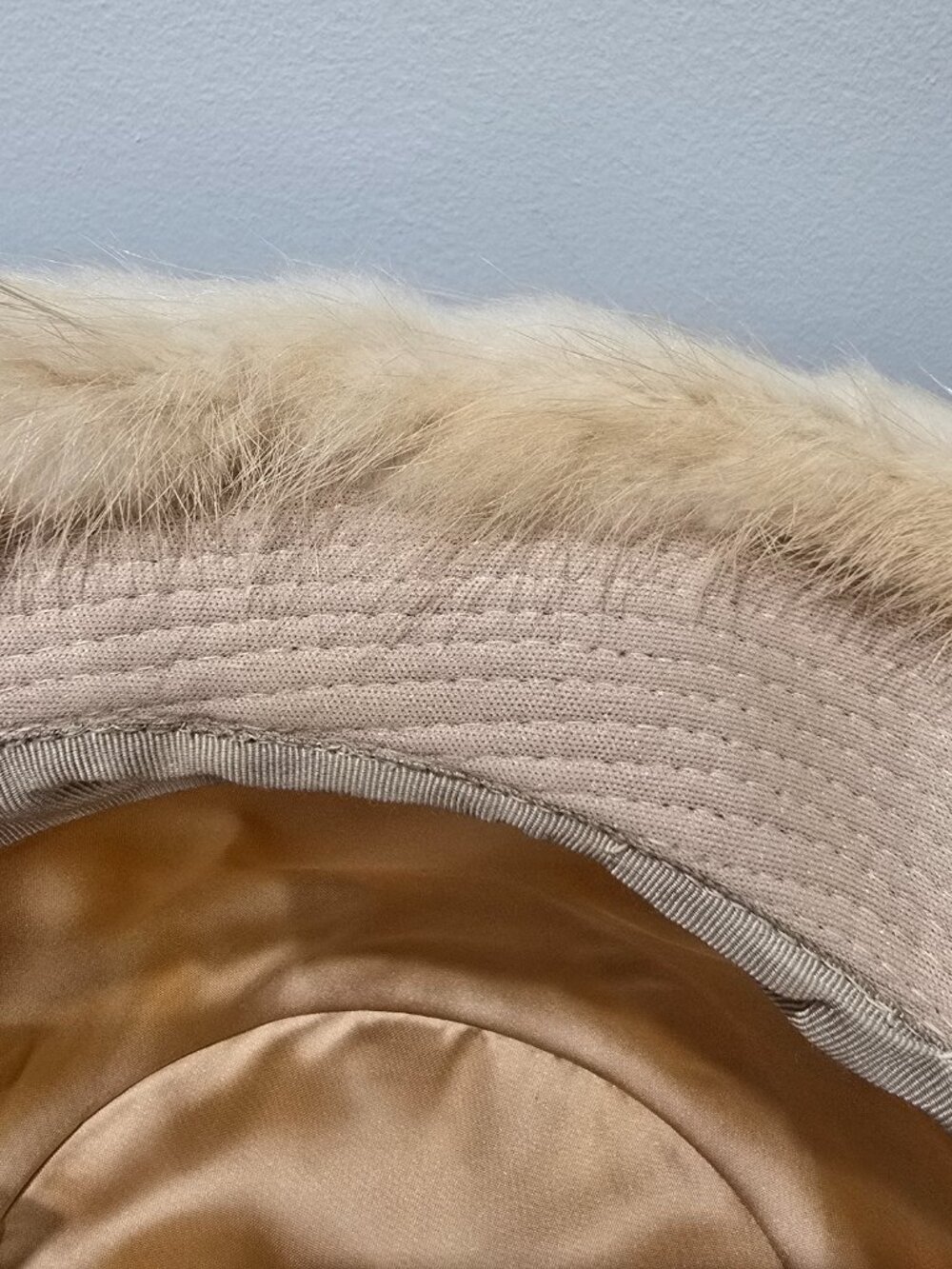 Vintage Maybe Real Fur (Mink?) Bucket Hat & Box - Cream Beige, Mid Century​ - Picture 9 of 12